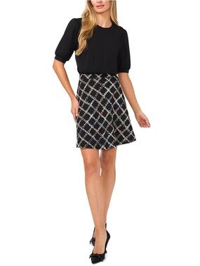 Cece • NWT Puff Sleeve Media Tweed dress PTP 18”-22”